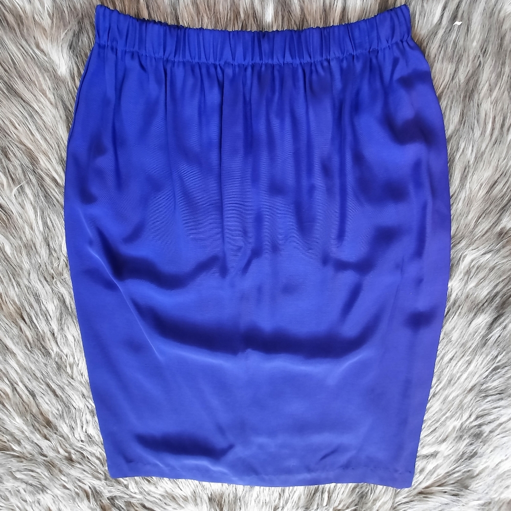 Vintage Navy Blue Pencil Skirt EUC Sz 14 Made USA